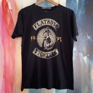 🔥EC🔥Front/Back BrooklynMotors Distressed Flatbush Fighters 100%Cotton T-shirt.